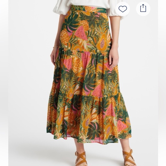 DANIEL RAINN Mila Maxi Skirt Tropical Print Anthropologie size large petite - Picture 1 of 13